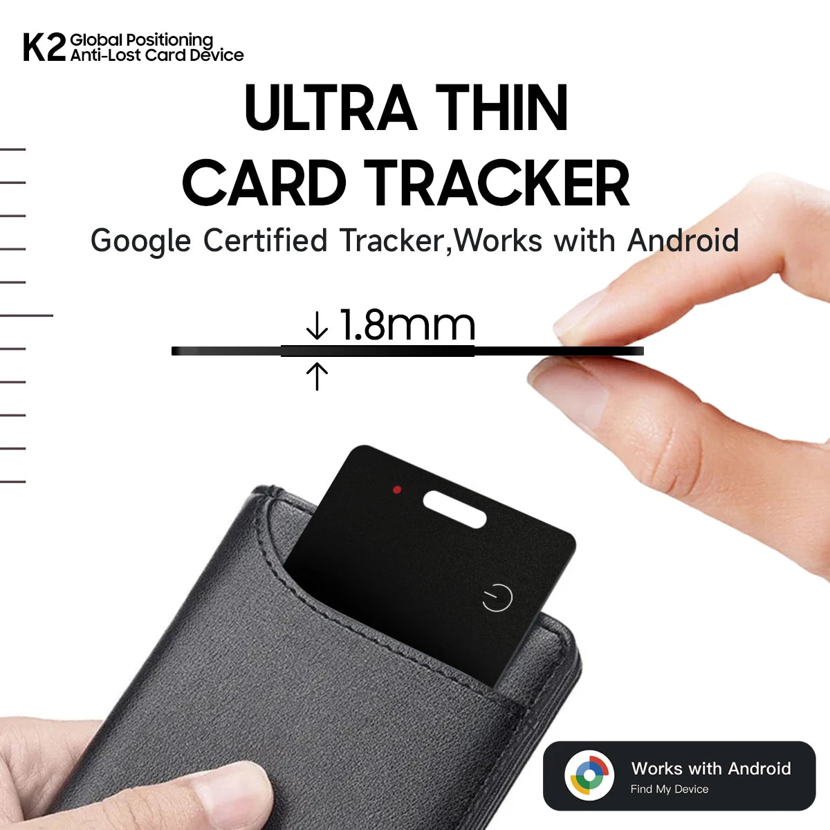 lim Wallet Tracker Card For Android - Ultra Thin Bluetooth Smart Tag Wireless Rechargeable For Wallet And Luggage Anti-Left